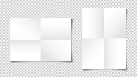 Realistic blank folded paper sheets in A4 size with shadow on checkered Stock Illustration