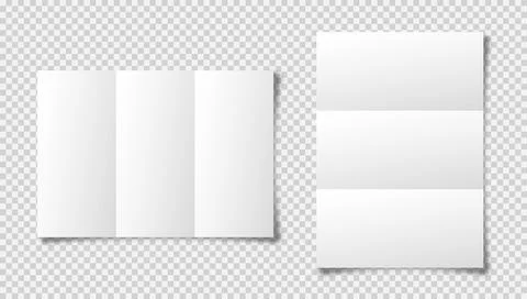 Realistic blank folded paper sheets in A4 size with shadow on checkered Illustrazione stock