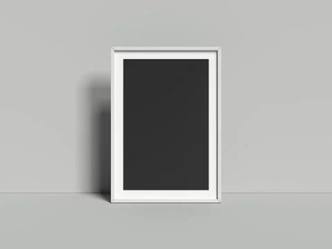 Realistic blank frame on grey background, 3d rendering 스톡 일러스트