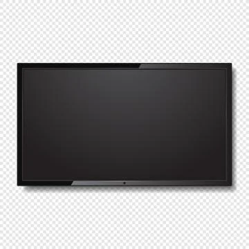 Realistic Blank Led TV Screen on Transparent Background. Vector 库存插图