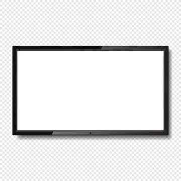 Realistic Blank Led TV Screen on Transparent Background. Vector Stock Illustration