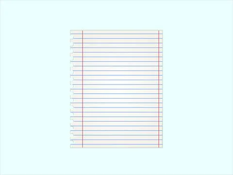 Realistic blank lined notebook paper with subtle grid layout, ideal for schoo Stock Illustration