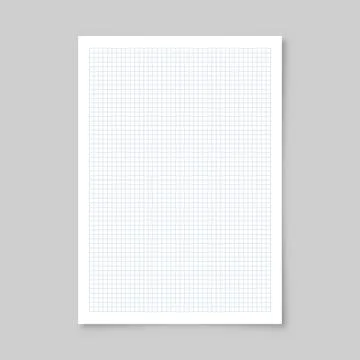 Realistic blank lined paper sheet with shadow in A4 format isolated on gray Illustrazione stock