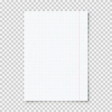 Realistic blank lined paper sheet in A4 format on transparent background 스톡 일러스트
