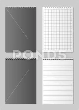 Realistic blank open and closed Notebook organizer. Realistic spiral notepad Stock Illustration