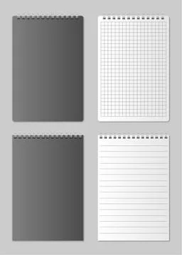 Realistic blank open and closed Notebook organizer. Realistic spiral notepad Stock Illustration