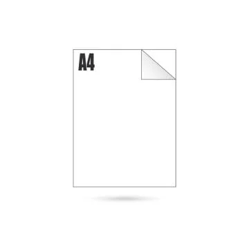 Realistic blank paper sheet with shadow in A4 format on transparent backgroun Stock Illustration