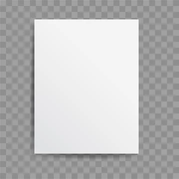 Realistic blank paper sheet with shadow in A4 format isolated on transparent Stock Illustration
