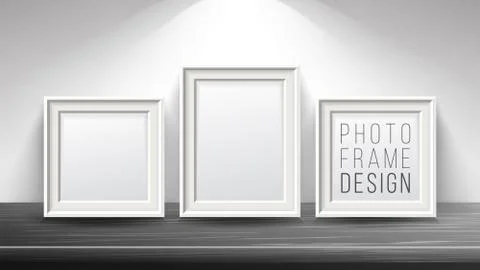 Realistic Blank Picture Frame Vector. Light Wood and Dark Wood Picture Frames Stock Illustration