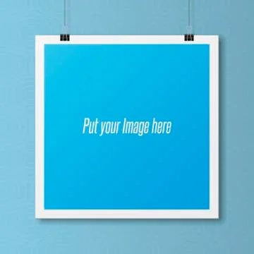 Realistic blank Poster Template on Wall Stock Illustration