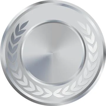 Realistic Blank Silver Medal Vector, Blank Silver Award with ribbon, Prize,.. Stock Illustration