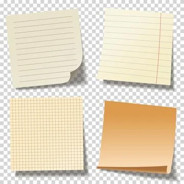 Realistic blank sticky notes. Colored sheets of note papers. Paper reminder Stock Illustration