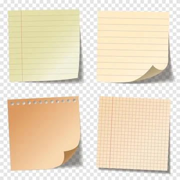 Realistic blank sticky notes. Colored sheets of note papers. Paper reminder Stock Illustration