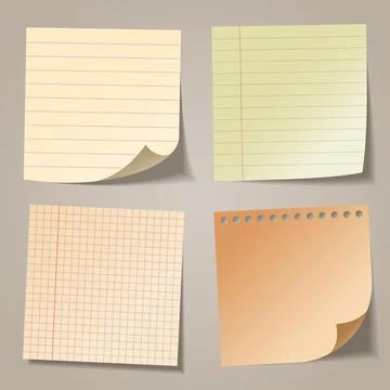 Realistic blank sticky notes. Colored sheets of note papers. Paper reminder Stock Illustration