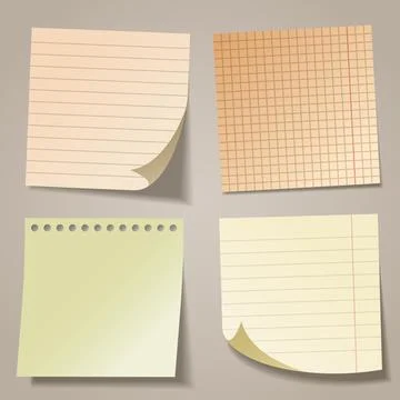 Realistic blank sticky notes. Colored sheets of note papers. Paper reminder Stock Illustration