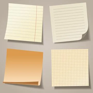 Realistic blank sticky notes. Colored sheets of note papers. Paper reminder Stock Illustration