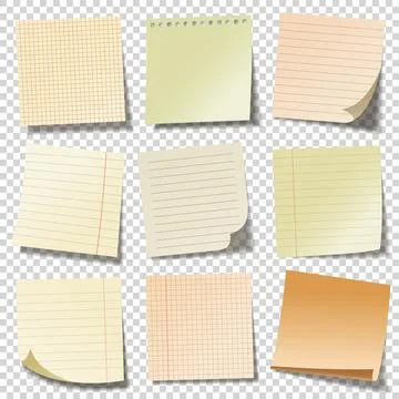 Realistic blank sticky notes. Colored sheets of note papers. Paper reminder Stock Illustration