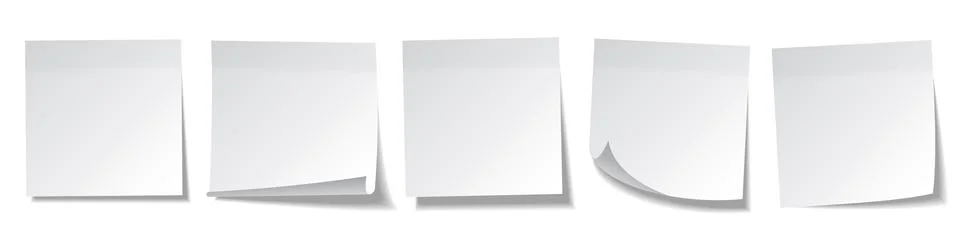Realistic blank sticky notes isolated on white background. White sheets of note Stock Illustration