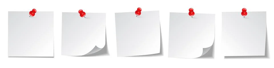 Realistic blank sticky notes isolated on white background. White sheets of note Stock Illustration