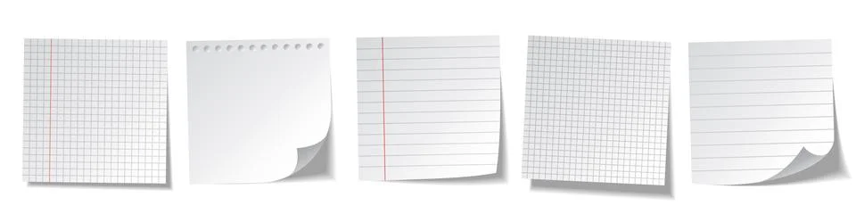 Realistic blank sticky notes isolated on white background. White sheets of note Stock Illustration