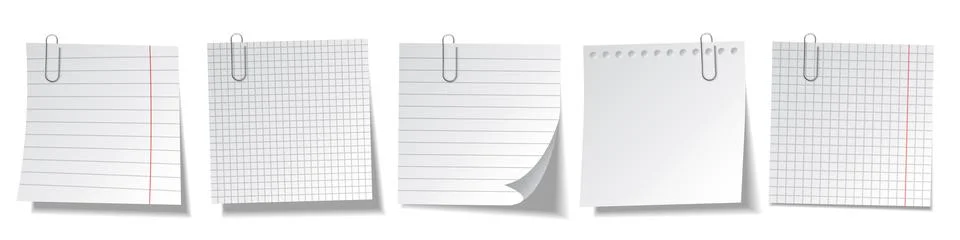 Realistic blank sticky notes isolated on white background. White sheets of note Stock Illustration