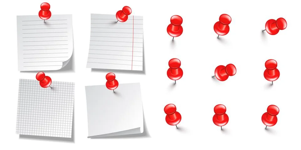 Realistic blank sticky notes isolated on white background. White sheets of note Illustrazione stock