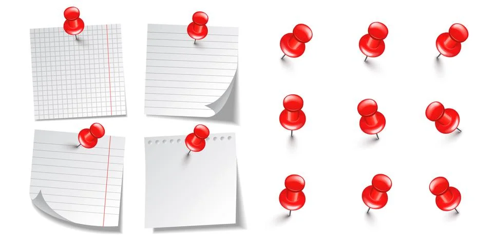Realistic blank sticky notes isolated on white background. White sheets of note Stock Illustration