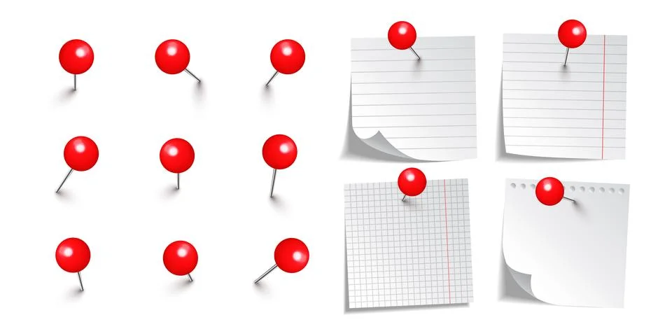 Realistic blank sticky notes isolated on white background. White sheets of note Stock Illustration