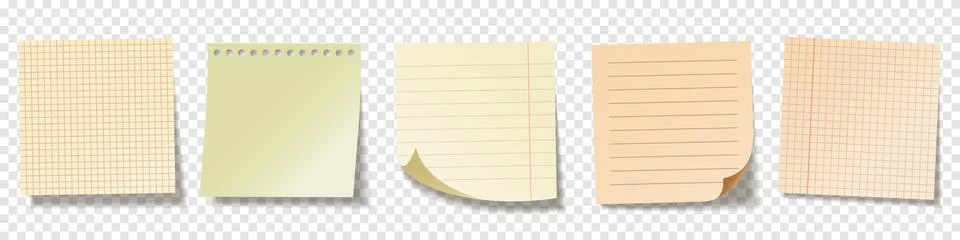 Realistic blank sticky notes. Sheets of note papers. Paper reminder. Vector Stock Illustration