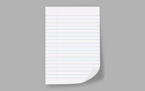 Realistic Blank  striped worksheet exercise book. Lined white Squared paper Illustrazione stock