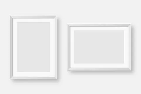 Realistic blank white picture frames collection. Modern poster mockup for Stock-Illustration