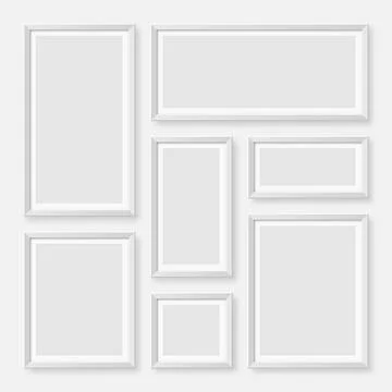 Realistic blank white picture frames collection. Modern poster mockup for Stock-Illustration