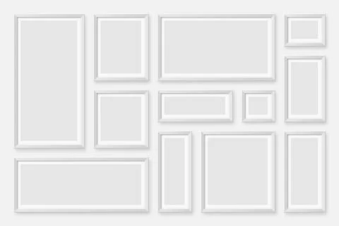 Realistic blank white picture frames collection. Modern poster mockup for Stock-Illustration