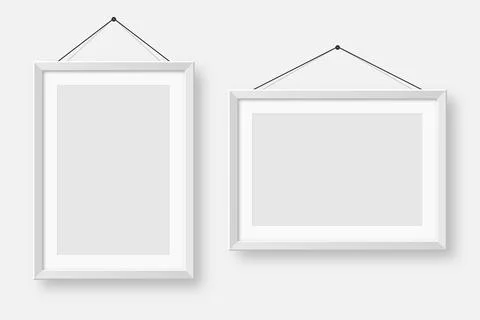 Realistic blank white picture frames collection. Modern poster mockup for Stock-Illustration
