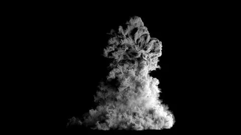 Realistic blast explosion with grey cloud smoke. 3D rendering impressive huge Foto stock