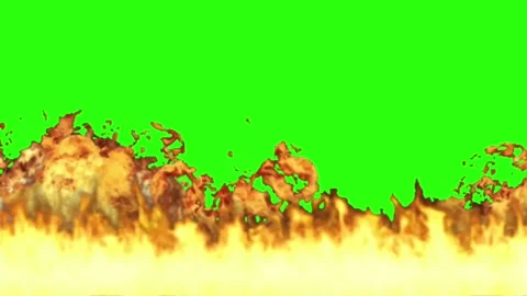 Realistic blazing fire flames burning border loop on green screen background Stock Footage 340996310