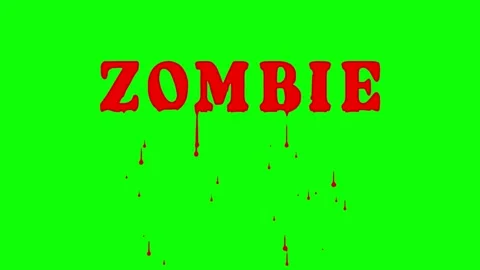 Realistic blood drip effect forming the word ZOMBIE on green screen Stock Footage 321001833