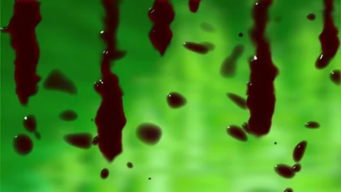 Realistic Blood Dripping and Falling Droplets on glass Green Screen Vídeos de archivo 333620487