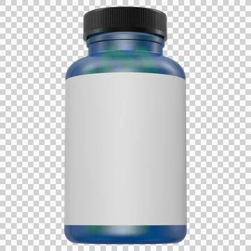 Realistic Blue Bottle 3D Rendering Mockup Template Stock Illustration