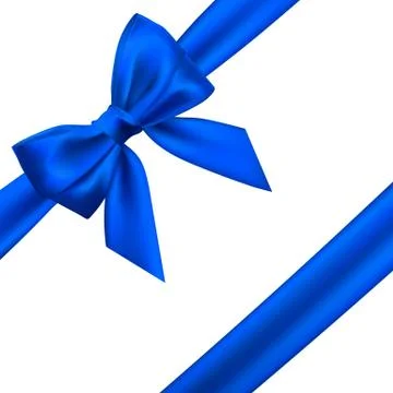 Realistic blue bow. Element for decoration gifts, greetings, holidays. Vector Stock Illustration