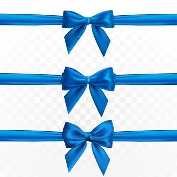 Realistic blue bow. Element for decoration gifts, greetings, holidays. Vector Stock Illustration