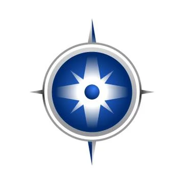 Realistic Blue Compass Symbol Design Stock Illustration