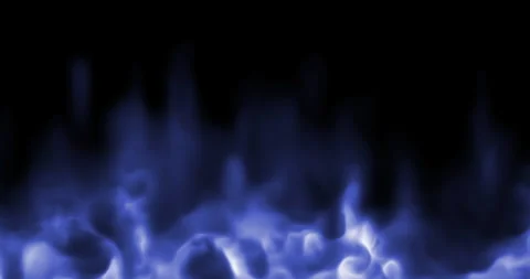 Realistic blue fire flames burn movement frame on black background Stock Footage 289556825