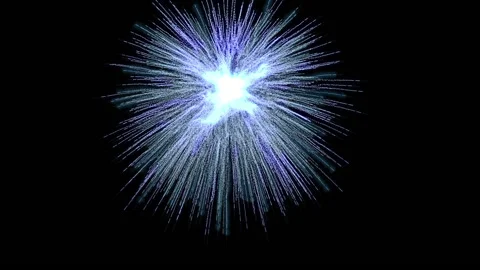 Realistic Blue Fireworks Explosion On Black Background Stock Footage 203300045