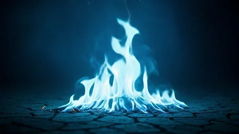Realistic Blue Flames Emerging Upwards Stock Footage 315143333