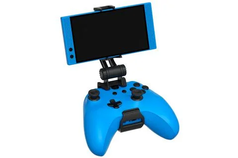 Realistic blue joystick for playing games on a mobile phone on white background Stock Illustration