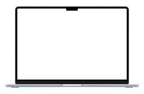 Realistic blue laptop empty screen frame overlay mockup. Mobile PC display Ilustración de archivo