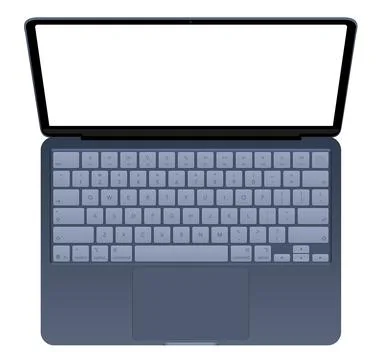 Realistic blue laptop empty screen frame overlay mockup. Mobile PC display Illustrazione stock