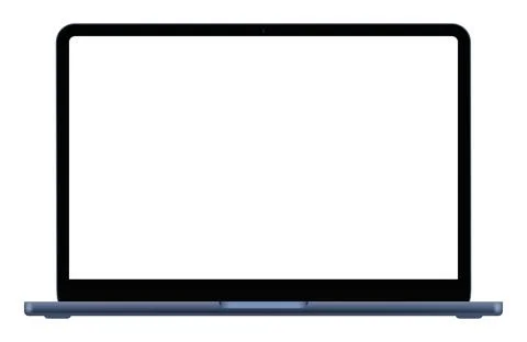Realistic blue laptop empty screen frame overlay mockup. Mobile PC display Illustrazione stock