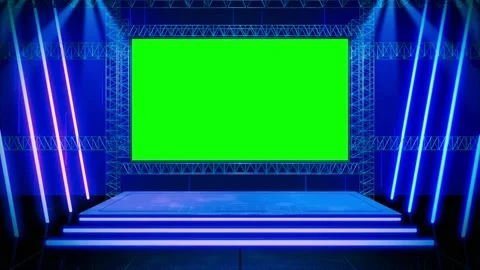 Realistic blue light beam shines on the stage Stock Footage 165933676